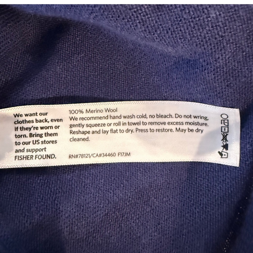 Eileen Fisher Womens XL Blue 100% Merino Wool Italian Yarn Boxy Pocket Top F17JM - Picture 5 of 5